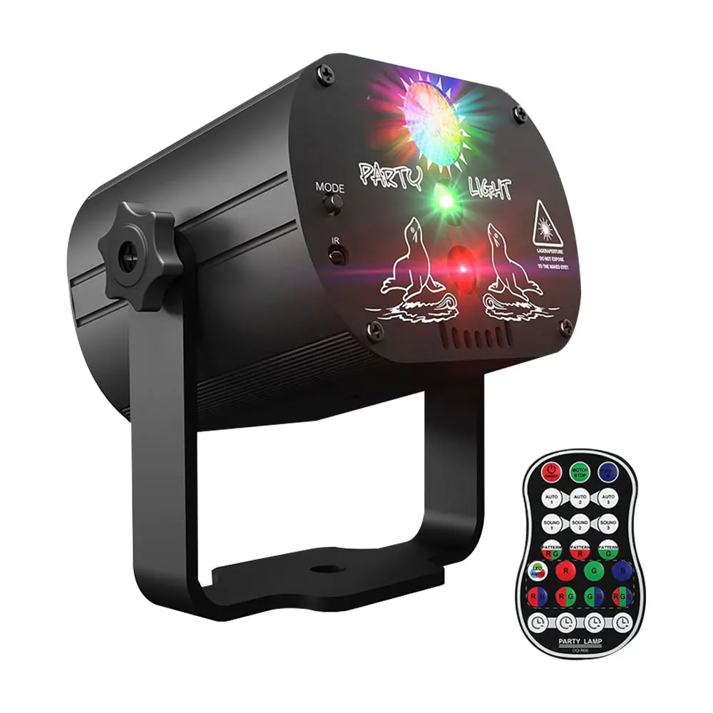 Mini proyector láser RGB para escenario, lámpara LED para DJ, discoteca, sonido UV, efecto estroboscópico, boda, Navidad, fiesta de vacaciones