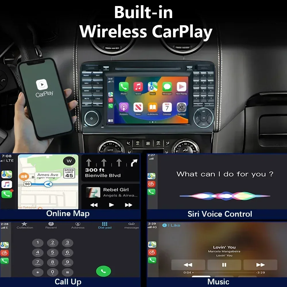 CHSTEK Car Raido Android 13 Carplay for Mercedes Benz ML GL Class W164 X164 ML300 ML350 GL320 GL350 Multimedia 12+256G 4G GPS