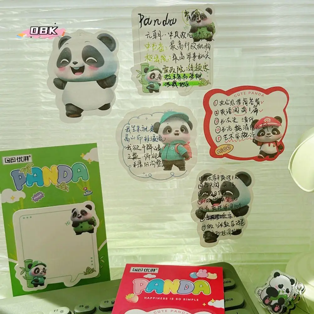 8Pcs 50 Sheets Panda Sticky Notes Thickened Removable Self-Adhesive Memo 4 Model Square Memo Pad Office School