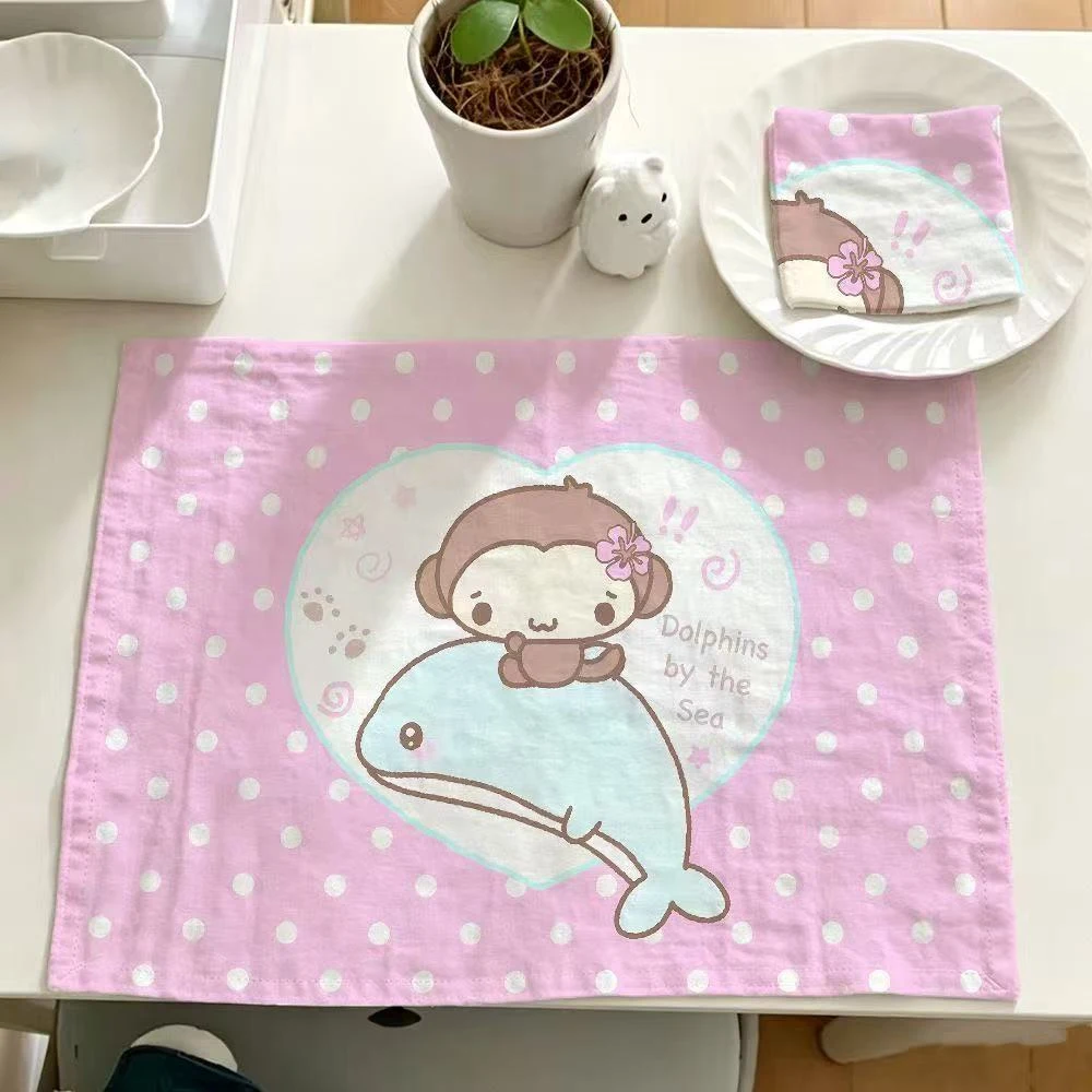 Retro Cute Monkey Tablecloth Dormitory Bedroom Cartoon Polka Dot Hand Ledger Decoration Desktop Table Mat Dustproof Tablecloth