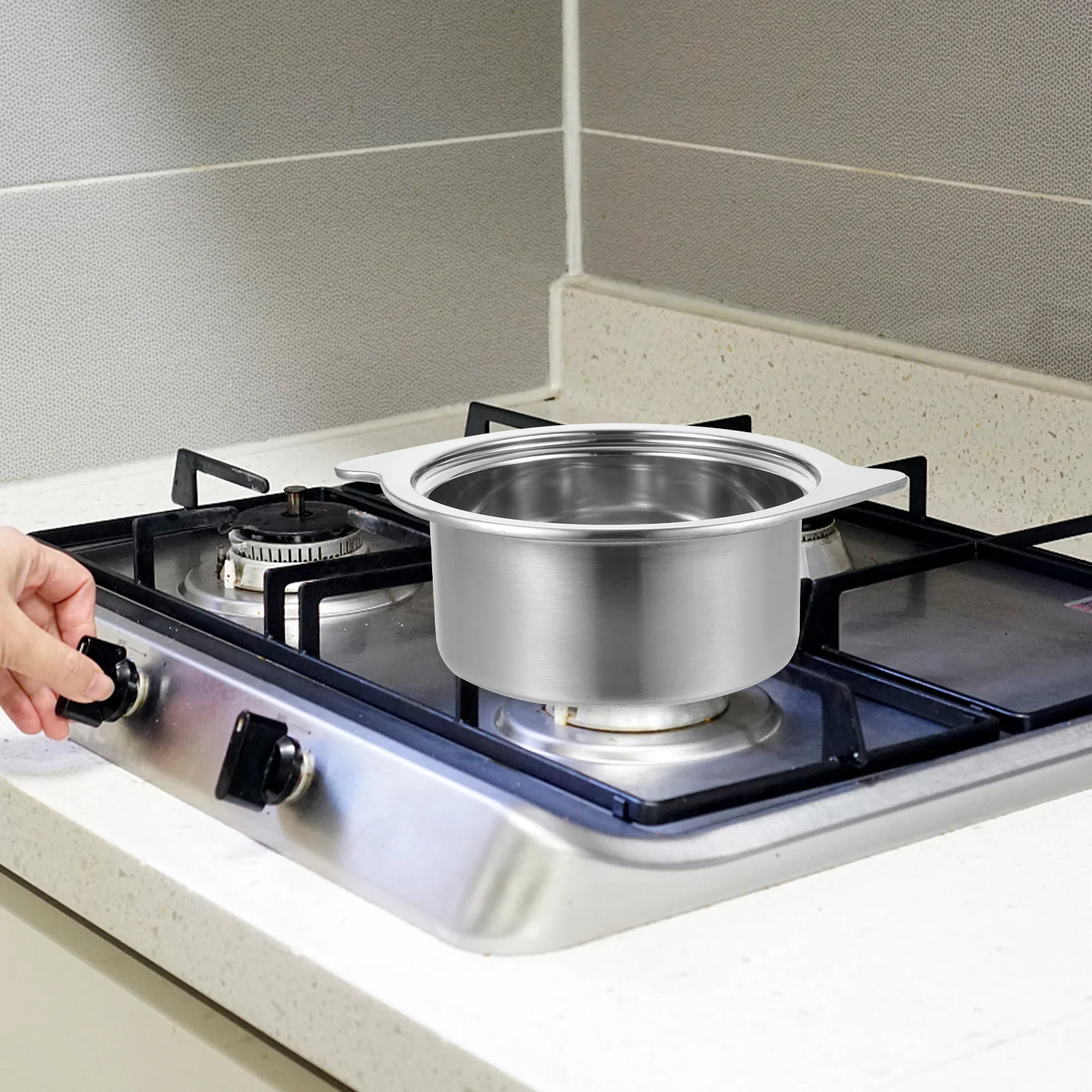 

Stainless Steel Hotpot Divider Skewer Fondue 16cm Silver Small Ramen Soup Cooking Pot Easy Clean Store Home Restaurant