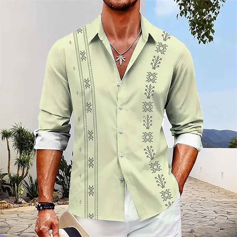 

Men's new striped Hawaiian resort high-definition printed shirt, high-quality casual shirt in large size