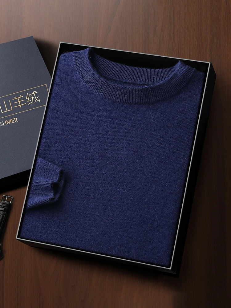 CHICUU Men 100% Cashmere Sweater O-neck Pullover Autumn Winter Cashmere Knitwear Smart Casual Style Clothing Luxury Tops