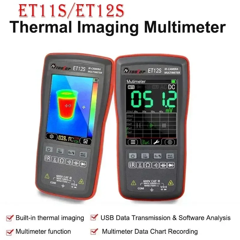 2 in 1 Digital Multimeter Infrared Thermal Imager Handheld Voltage Meter Current Resistance Tester 90*120 Thermal imaging Camera view 2