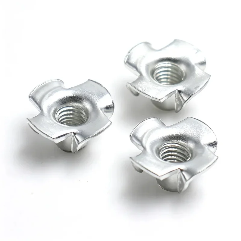 5-50PCS Zinc Plated 4 Prong Tee Nuts Wood Insert Claw Nut Fasteners for Furniture Speaker Board M3 M4 M5 M6 M8 M10