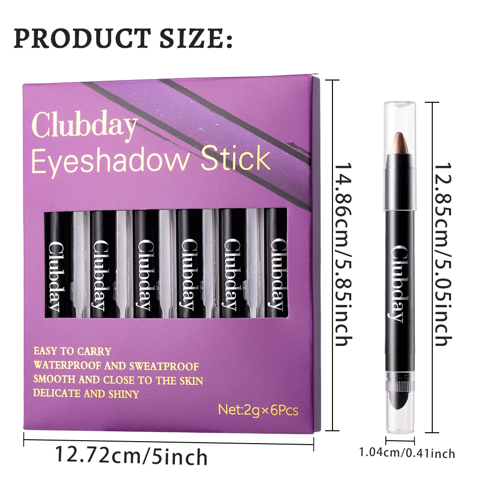 Dual-ended eyeshadow stick set, pearlescent eyeliner, highlighting and highlighting non-smudging eye makeup set, multi-color mat