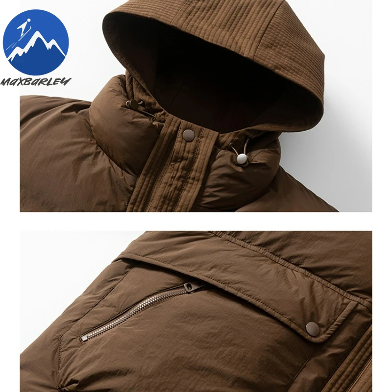 Maxbarley Down Jacket Mens Hooded Shirt Plus Down Vest 2-in-1 Down Jacket Winter Camping Travel Thickened Winter Puffer Coat