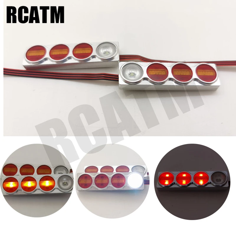 LED Metal Rear Lights Mud Head Taillight for 1/14 Tamiya RC Truck Car Scania R620 Man 1851 3363 563 DIY Accessory