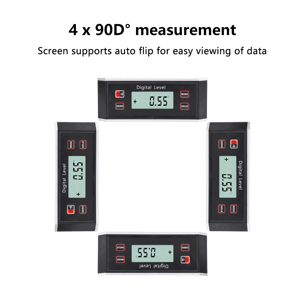 Magnetic Digital Protractor Inclinometer LCD High-precision Level Box Waterproof Angle Meter Slope Conversion Meter Inclinometer