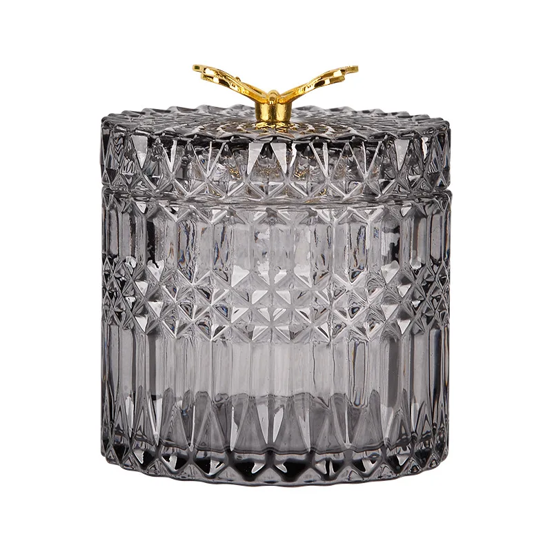 Candy Jar, Glass Storage Jar, Cotton Swab Box, Storage Container, Home Decoration Organizer, Butterfly Transparent Glass view 6