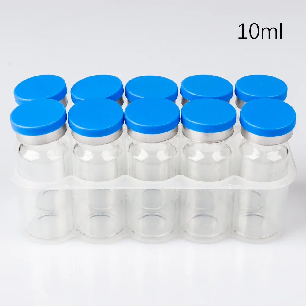 100Pcs Clear Brown Injection Glass Vial with Plastic Aluminum Caps 2ml 5ml 7ml 10ml Clear Injection Glass Vial Glass Containers