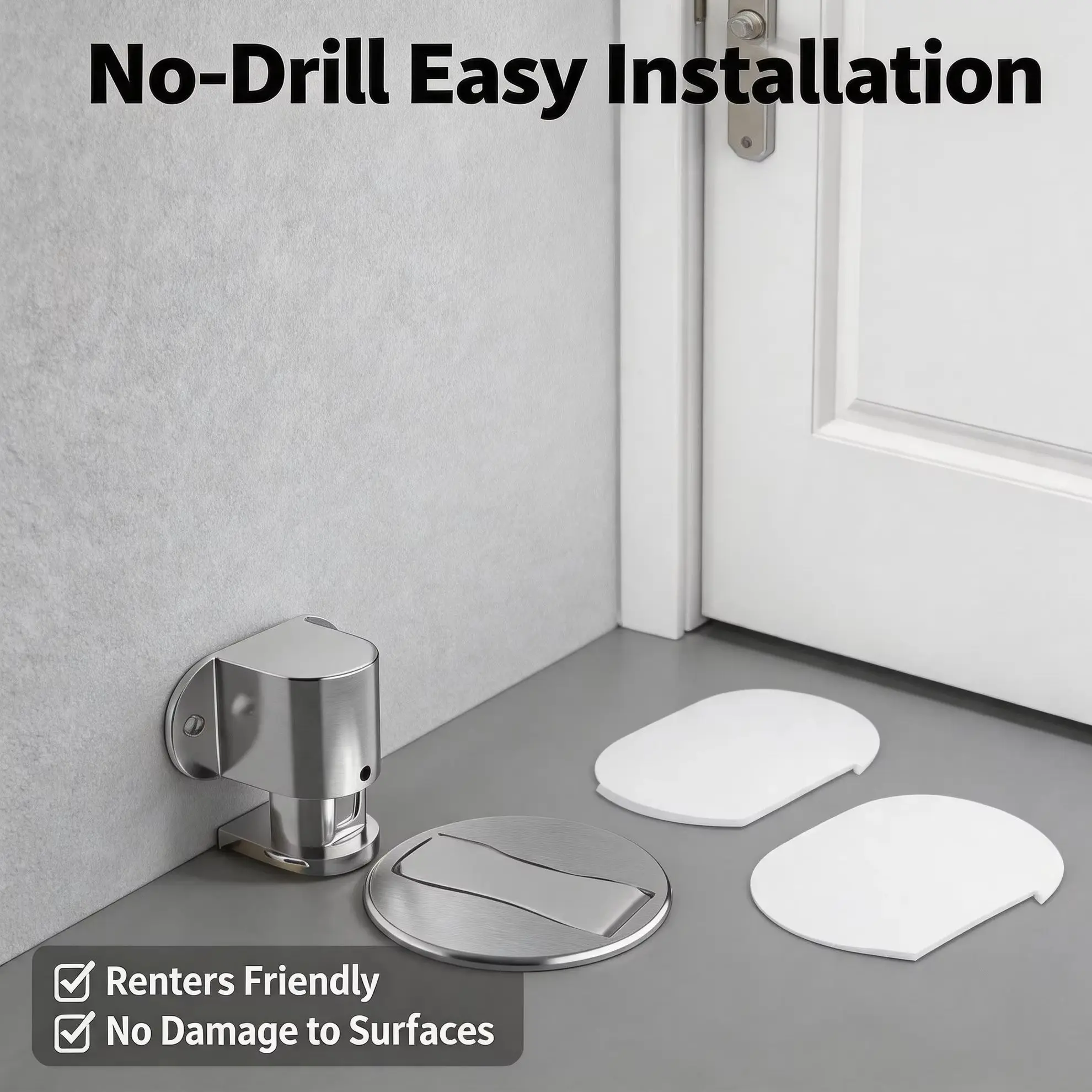 nvisible Punch-free Magnetic Door Stopper Adjustable Anti-collision Floor Mount Door Stop For Bathroom