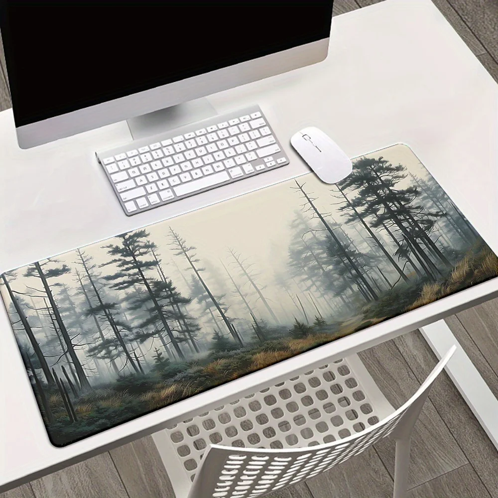 

Large Forest Mist Gaming Mouse Pad - Tranquil Woodland Design, Anti-Slip Rubber Base, Extended Desk Mat for Office & PC, Soft Fa