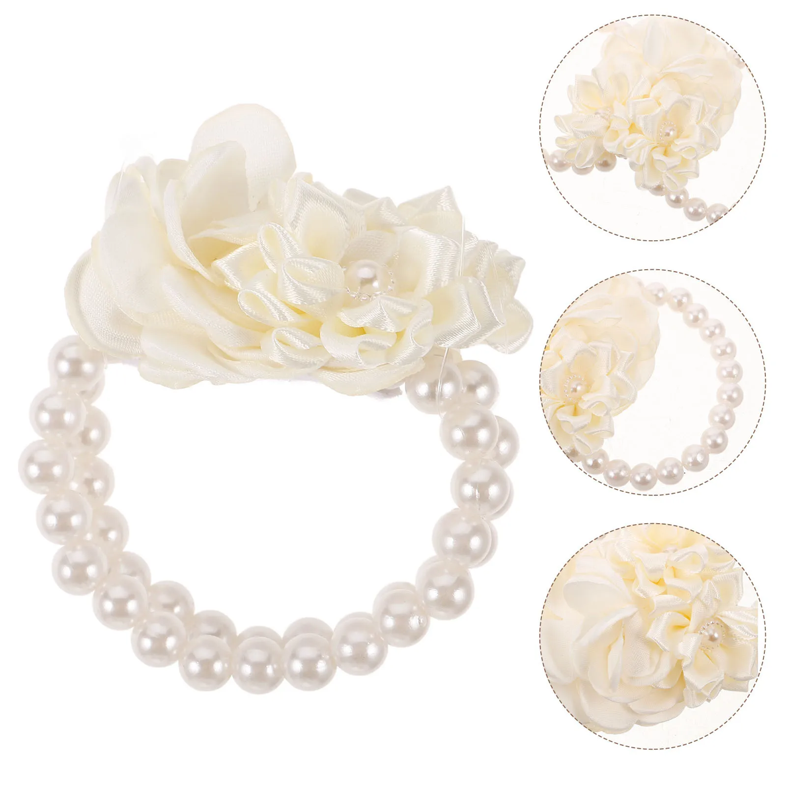 

Milk White Imitation Pearl Wrist Corsage Simple Elegant Bridal Wrist Flower Bracelet Wedding Bride Bridesmaid Floral Wristlet