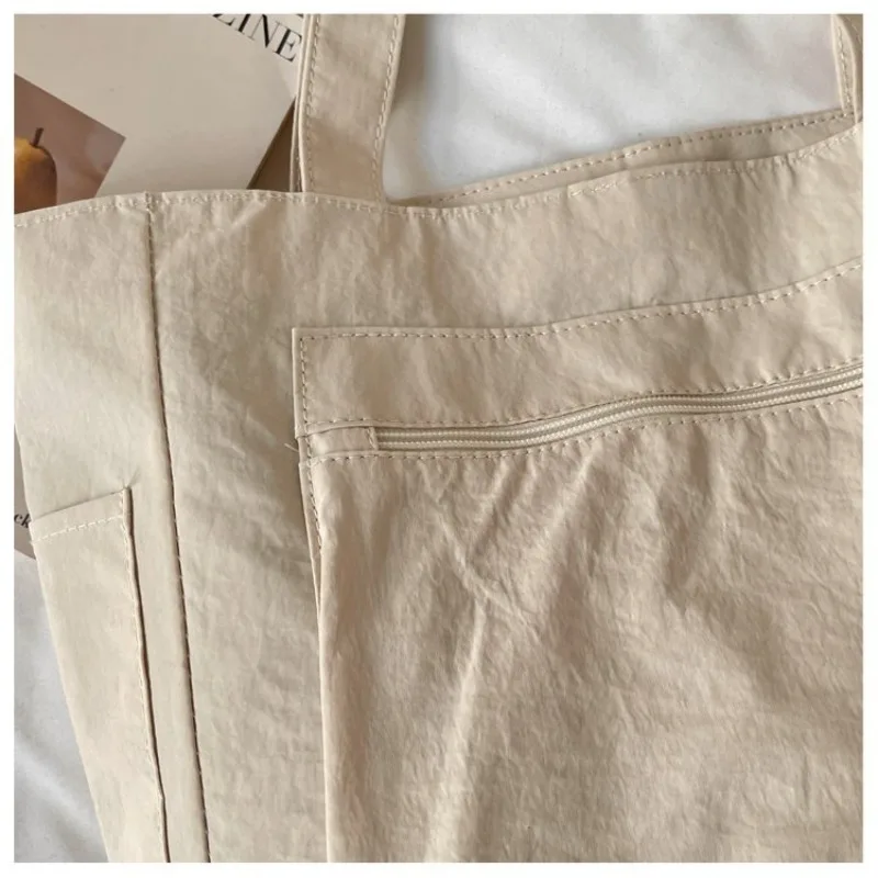 CEEKAY Nylon-Tragetasche mit Reißverschlussfach vorne, Seilanhänger, Tragegriff, vielseitig einsetzbar, für den täglichen Gebrauch, lässig, große Kapazität, Damenhandtasche – Detail 5