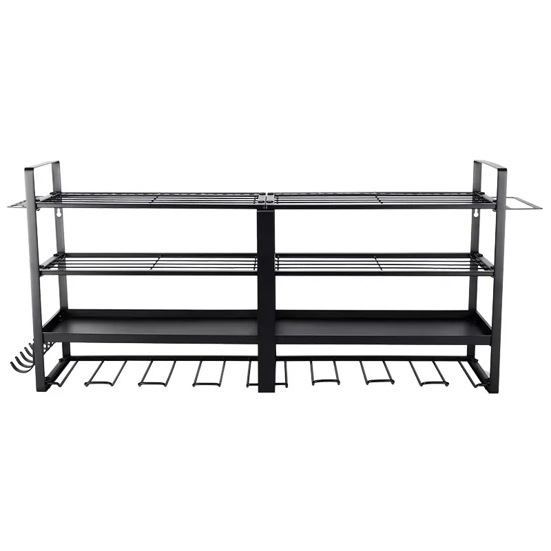 業務用ヘビーデューティー4段メタルツールシェルフ、コードレスドリルホルダー、電動工具オーガナイザーラック（ガレージ用）