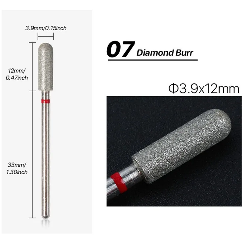 Diamond Grain Nail Drill Bit Polishing removal Head Electric Nail Machine disc grinding burr T Mills Grinder Cuticle Cutter Art