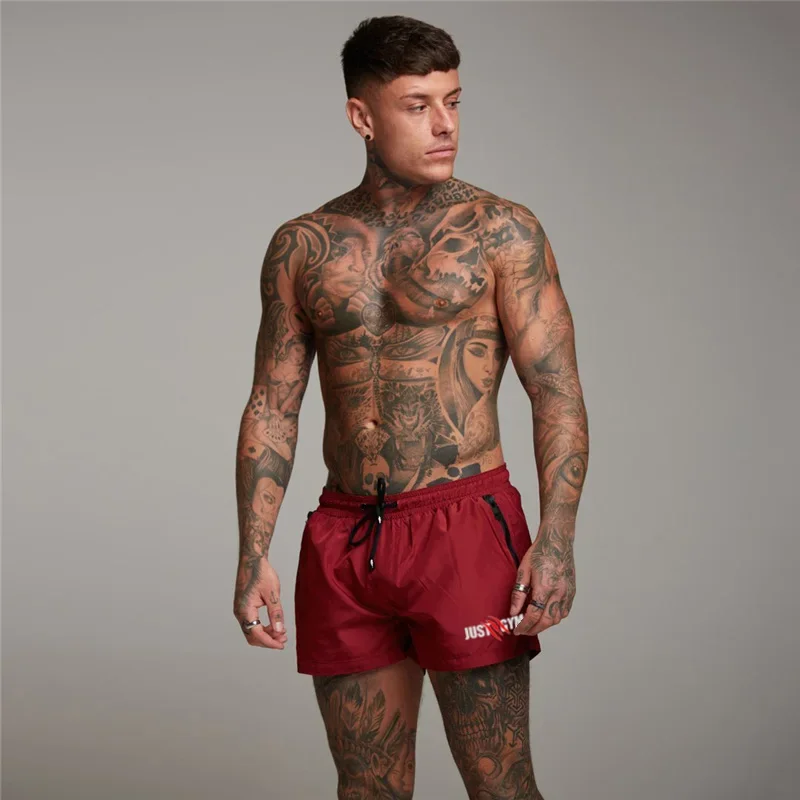 

Мужские повседневные модные шорты для фитнеса и бега, летние дышащие, быстросохнущие, прохладные, ультратонкие красные спортивные штаны на шнурке