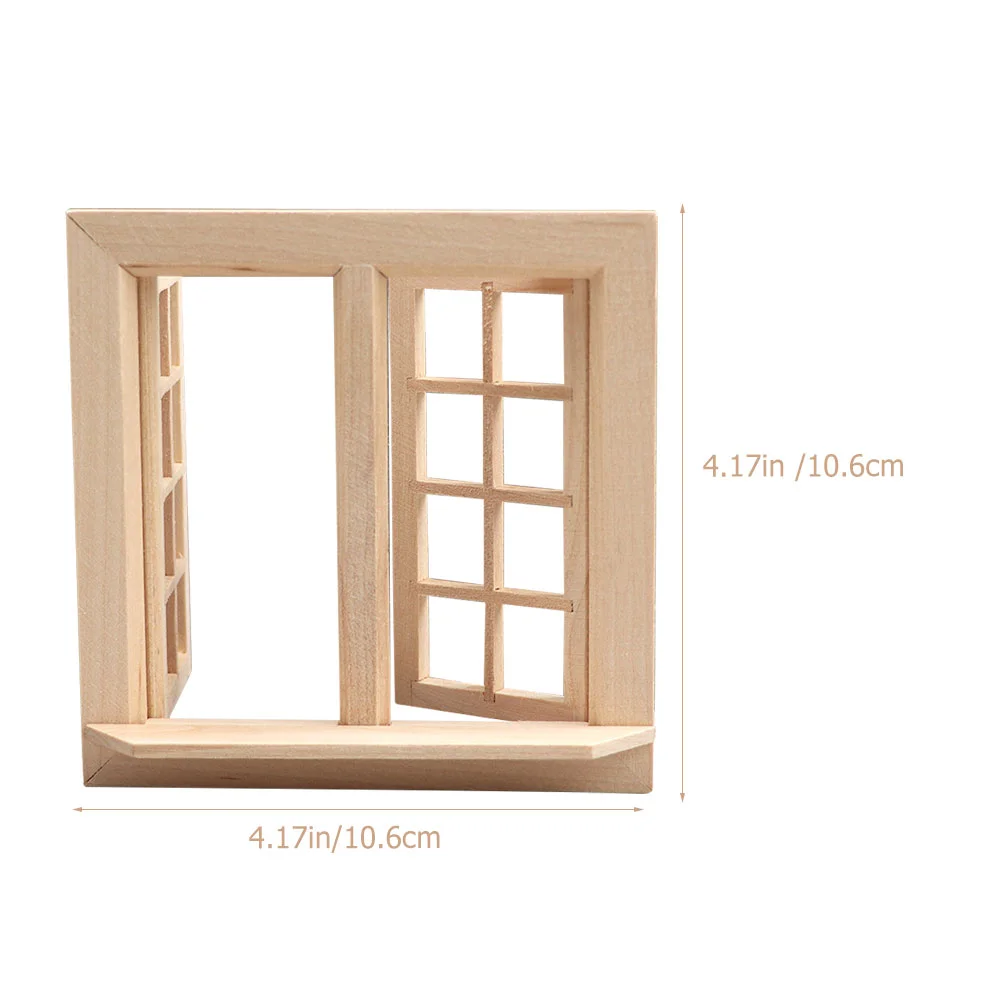 Mini House Adornment Simulation Doors and Windows Children's Toys Miniature Model Wooden Khaki Plaything for Kids