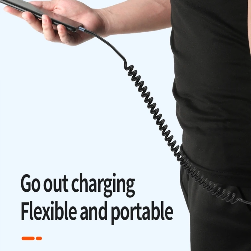 코일 USB C에서 USB C에서 C 케이블 데이터 속도 조절 가능한 길이 PD60W 빠른 충전 .h05a