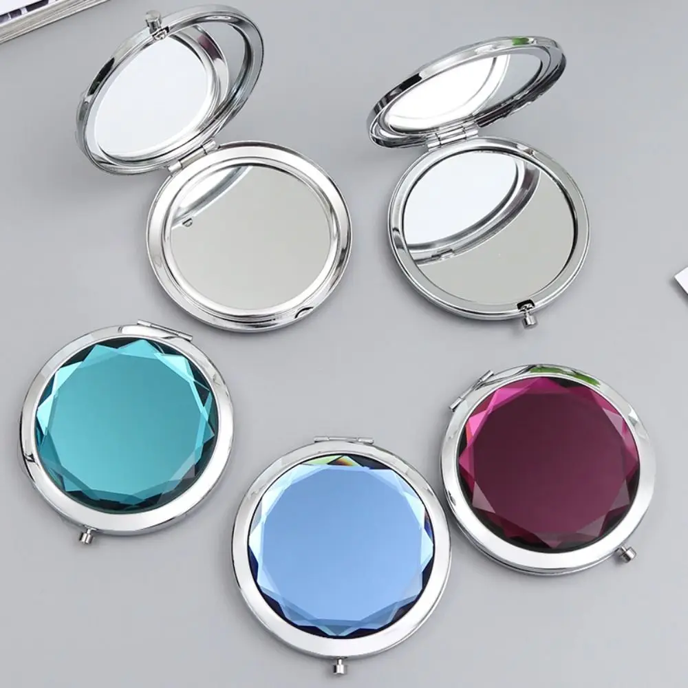 

Geometric Luxury Makeup Mirror Crystal Double-Sided Magnifying Mirror Pocket Size Compact Vanity Mirror Travel