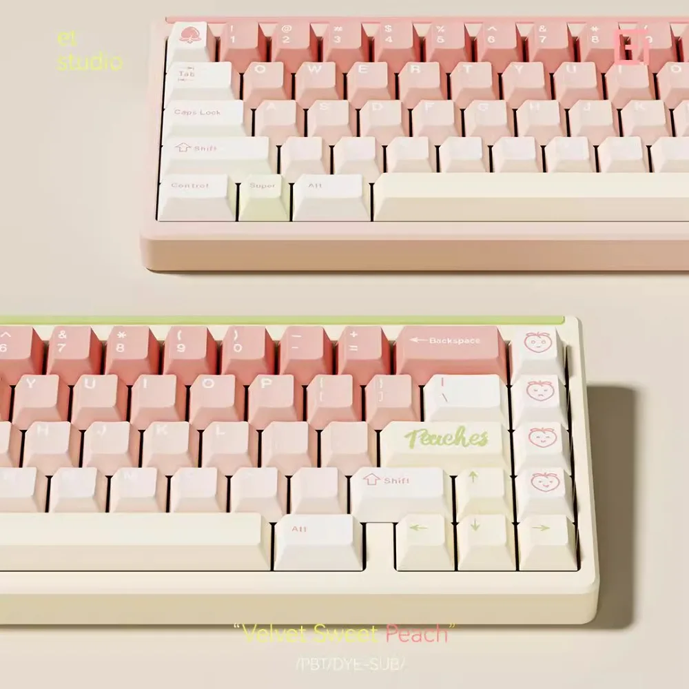 Velvet Sweet Peach Theme Keycap 140 Keys PBT Thermal Sublimation Cherry Profile Custom Gaming Mechanical Keyboard Accessories