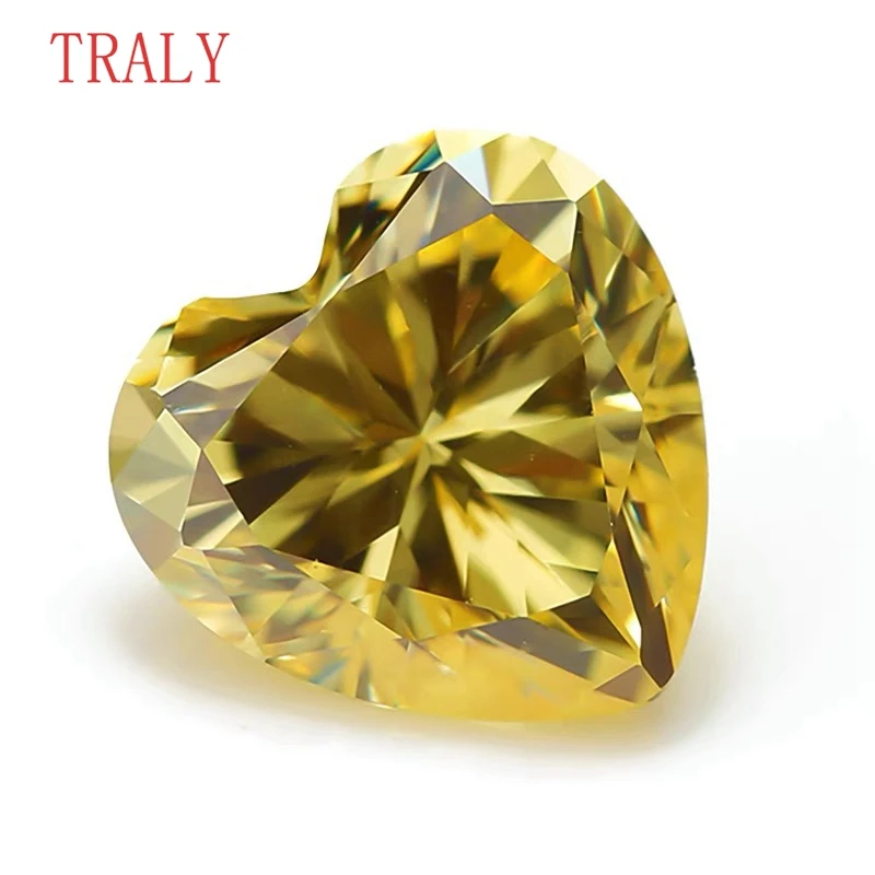 

Yellow Color Moissanite Loose Stone Heart Cut Lab Grown 1CT- 4CT Gemstone Pass the Diamond Teste with GRA Certificate Jewelry