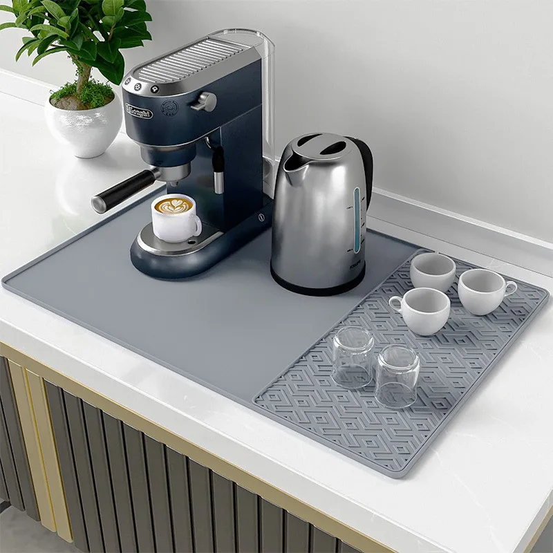 Tapete de secado de platos de silicona 2 en 1, mantel individual de cocina antideslizante, posavasos Individuales lavables, posavasos versátil antideslizante
