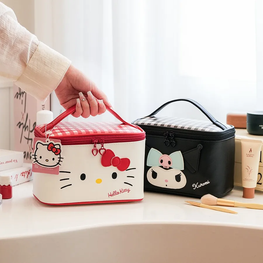 Sanrio PU Leather Makeup Bag Large Capacity Portable Travel Cosmetic Organizer Toiletry Case