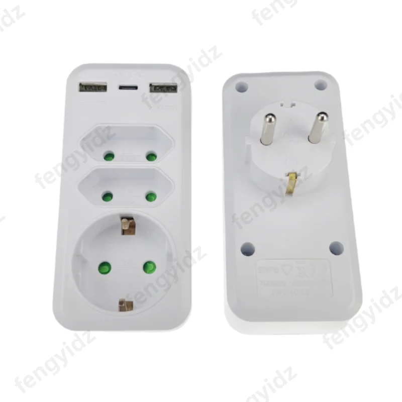 

EU Plug Wall Socket Extender USB Charger with 3 AC Outlets+ 2 USB Ports 4000W Multi Outlet Adapter for Home/Office ﻿
