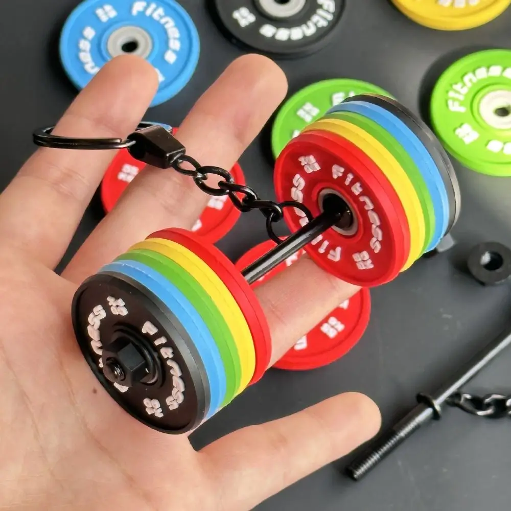 Novelty PVC Mini Barbell Keychain Detachable Barbell Sheet Bag Pendant Accessories Simulation Dumbbell Keychain Sports Prize