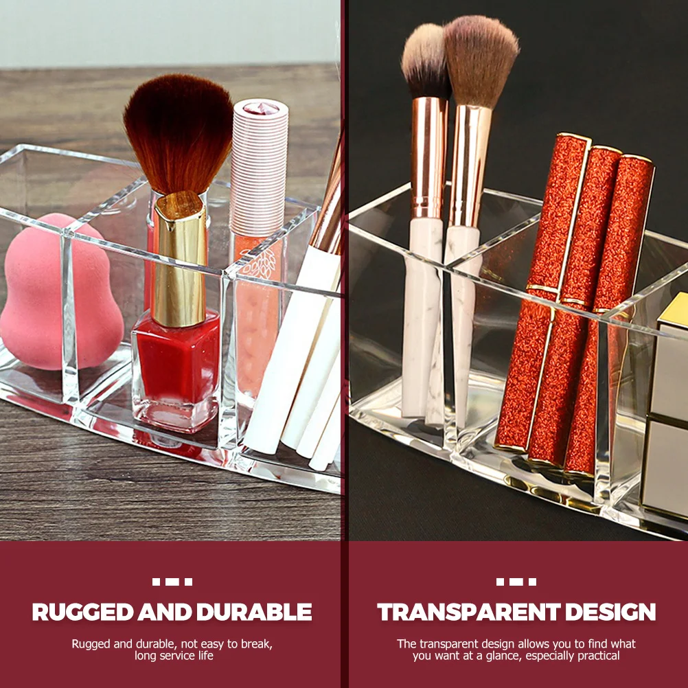 

3-Slot Clear Makeup Brush Holder Transparent Cosmetics Organizer for Women Girls Desktop Dresser Storage Makeup Brush Holder