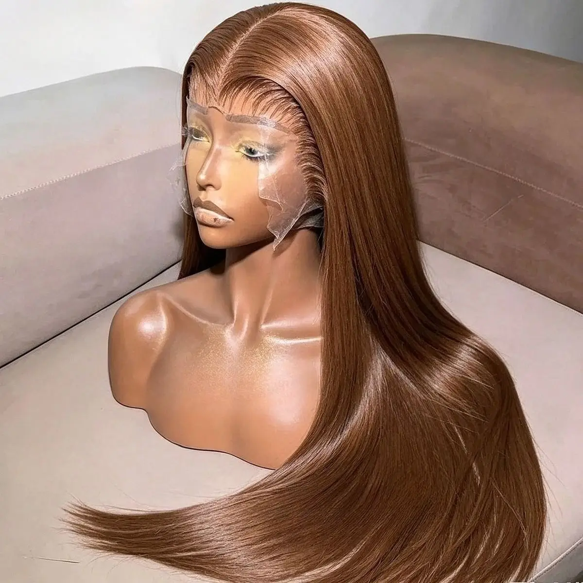 13X4 HD Lace Front Wig Human Hair 200% & 250% Density, 4# Chocolate Brown Straight Wigs with Pre-Plucked Baby Hair, Natural Hairline Designed for Women Beginners