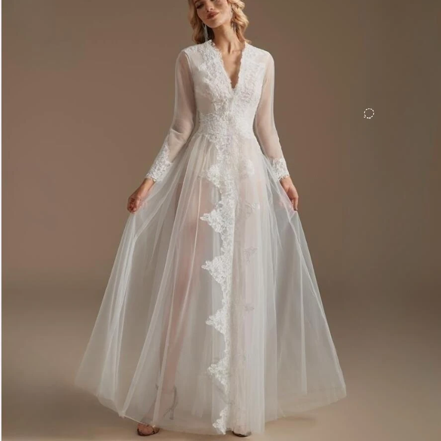 2023 Long sleeved cloak Women Tulle Sheer Bridal Bolero Lace Hem Wedding Party Cape Dress Bolero Mariage Jacket Custom Made