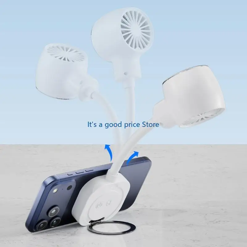 ABS 2 Speed Cellphone Fan With Flexible Hose And Attachables Design