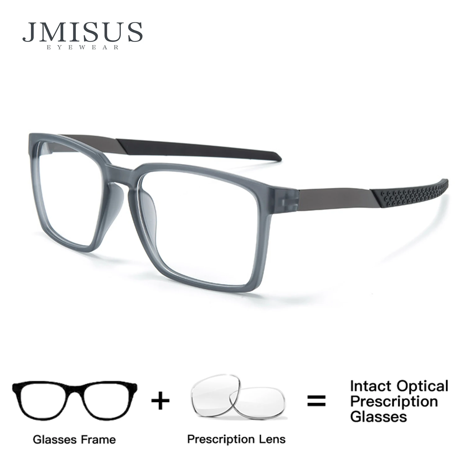 

JMISUS Unisex Sports Prescription Glasses TR Square Frame Progressive Multifocal Lenses for Men Women