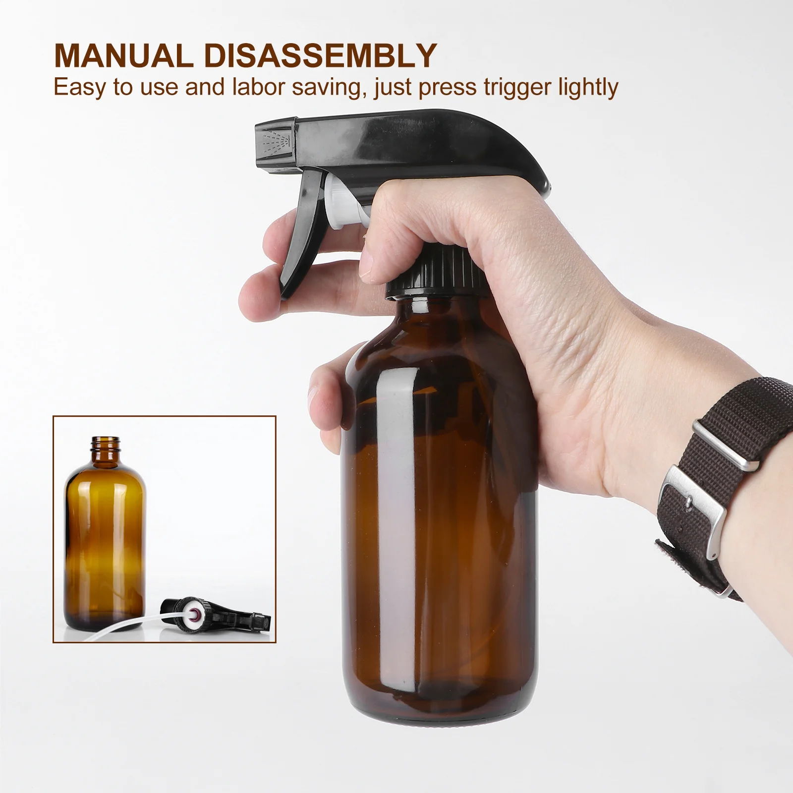 Pulverizador de vidro recarregável, 6 peças, 250ml, durável, à prova de vazamento, para cabelo, planta, aromaterapia, subembalagem, garrafas de spray