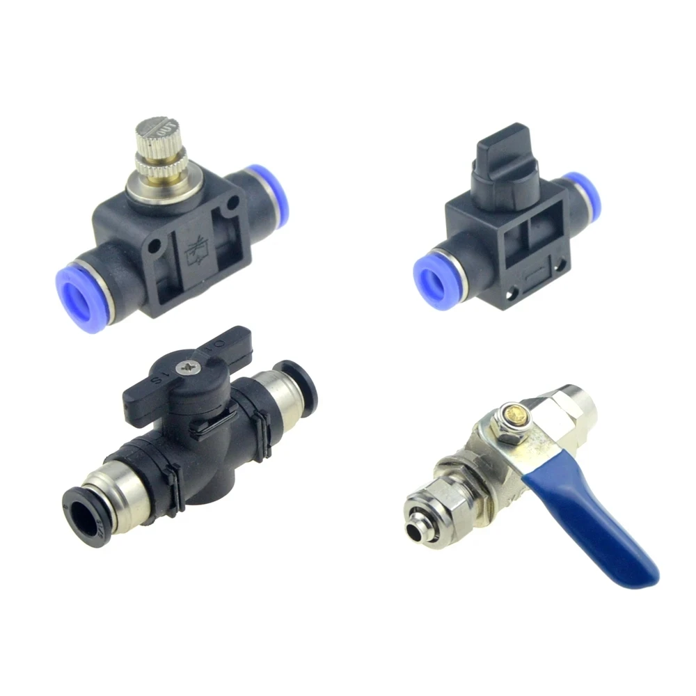 Pneumatic Ball Valve Quick Fitting 4 6mm 8mm 10mm 12mm Compressor Air Hose Water Tube Needle Adjust Flow Control Crane Coupling