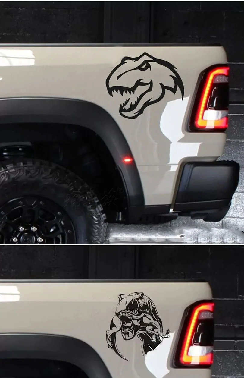 Pair Dinosaur Sticker Car Decal Blackout Vinyl Graphics Compatible with Dodge RAM T-Rex TRX 1500 2500 3500 Charger Challenger