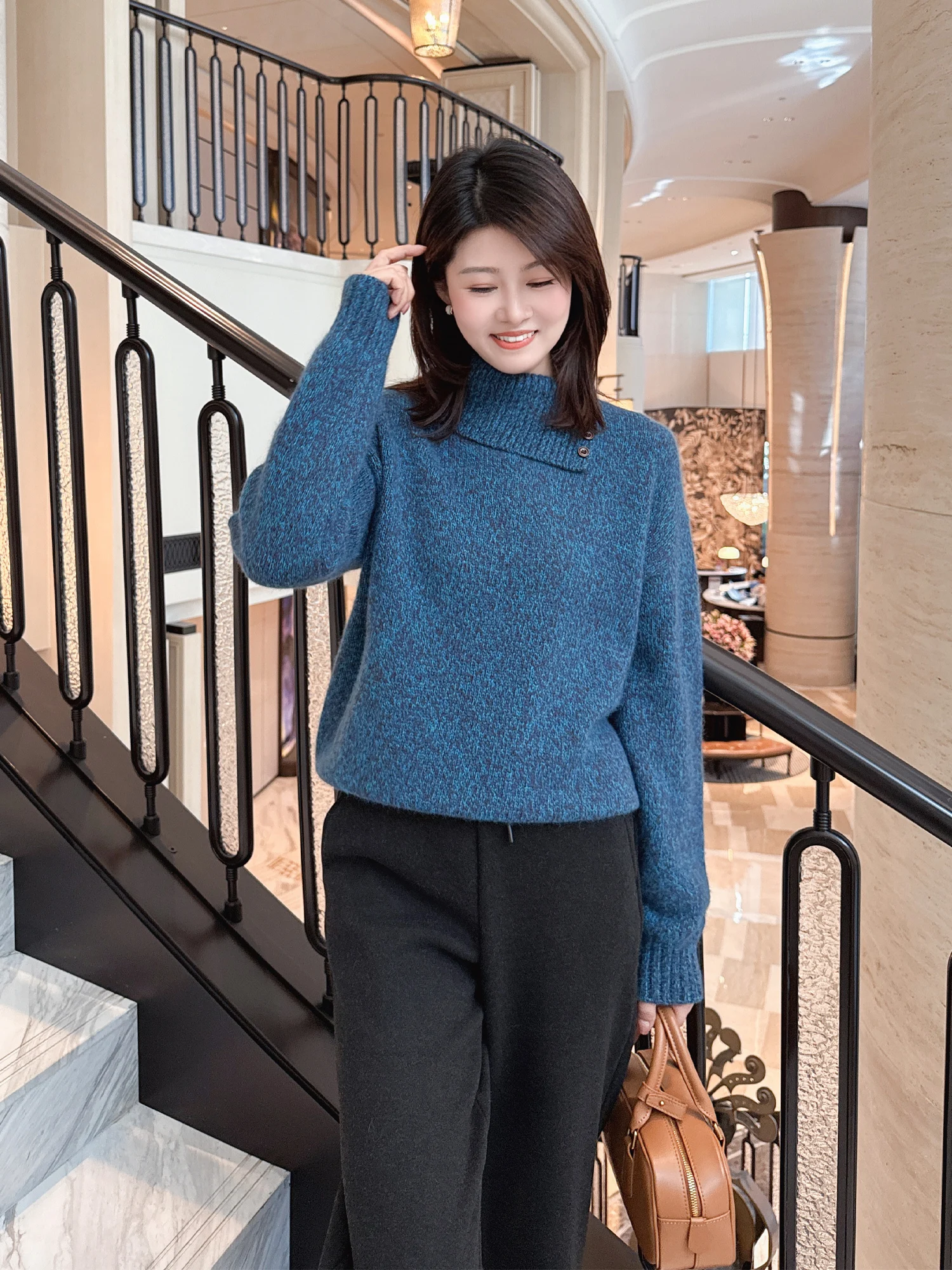 

Zillal Korean Sle Knitted Sweater Women's Loose Fit Neline Flower Pattern Casual Long Sve Soft Wool Blend Comfortable