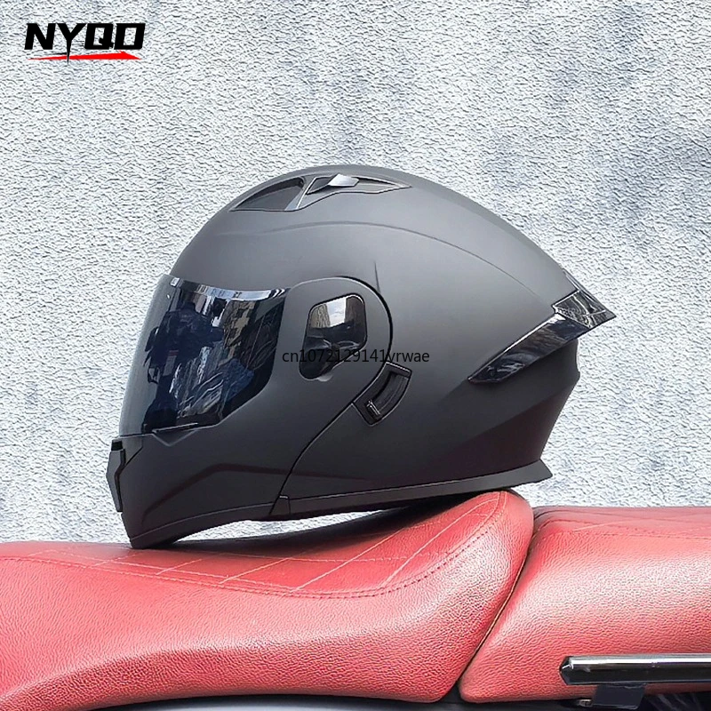 Dual Lens Flip Up Motorcycle Helmet Small Shell Modular Full Face Helmet Four Seasons Universal Men Women Moto Safety Casco