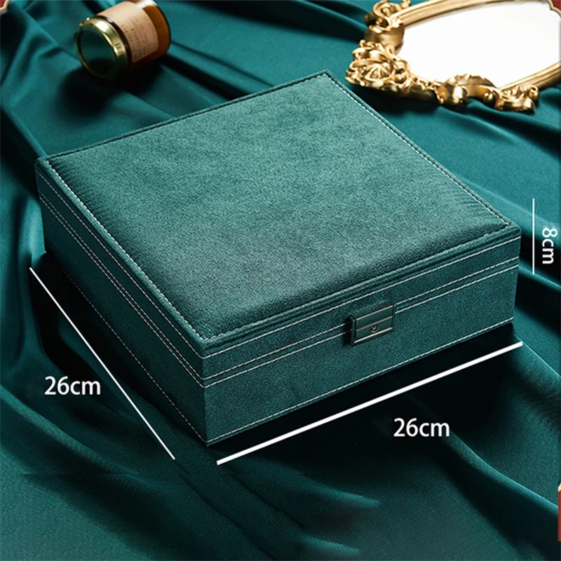 New Multi Layer Jewelry Storage Box Earrings Necklace Jewelry Box Vintage Wooden Velvet Green Storage box