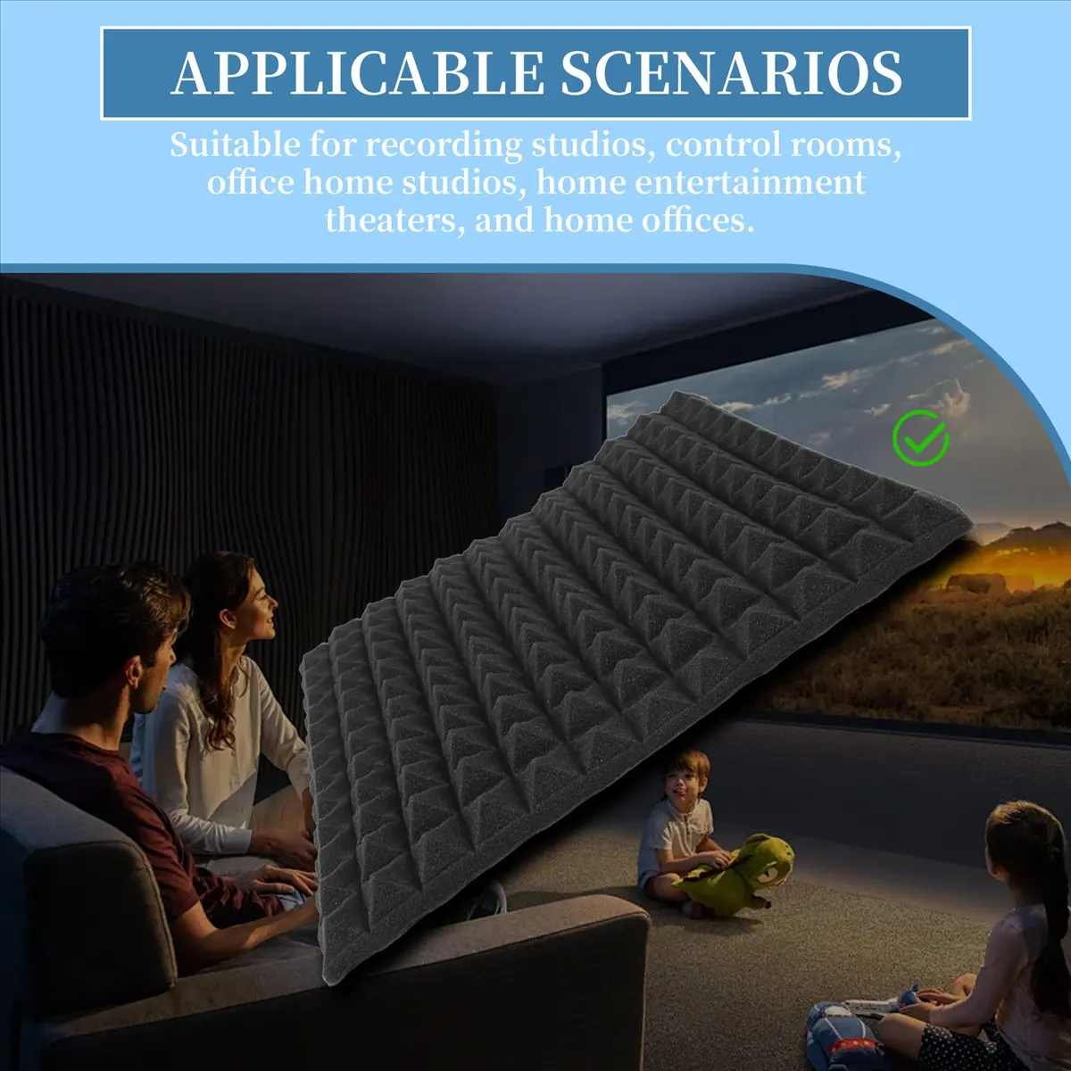 Sports 6 Pcs Acoustic Panels Foam Board Studio Sound-Absorbing Firewall Wedge Tiles Helps Reduce Echo and Unnecessary Noise