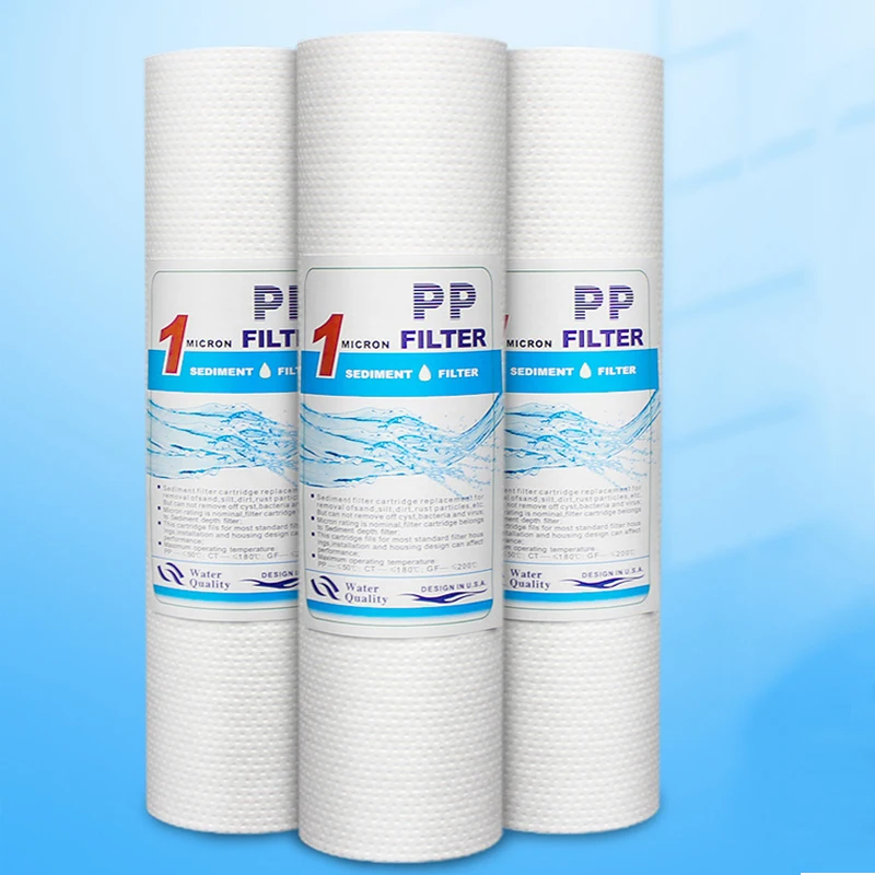 3pcs 10 Inch Water Purifier core 1 Micron 5 Micron Sediment Water Filter System Cartridge PP Cotton Filter (Food grade)