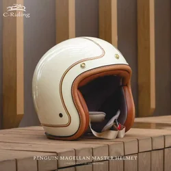 Klassieke Lvory Wit Dot Goedgekeurd Retro Open Gezicht Motorhelmen 3/4 Halve Helm Voor Moto Bromfiets Jet Helm Volwassen Mannen Vrouwen