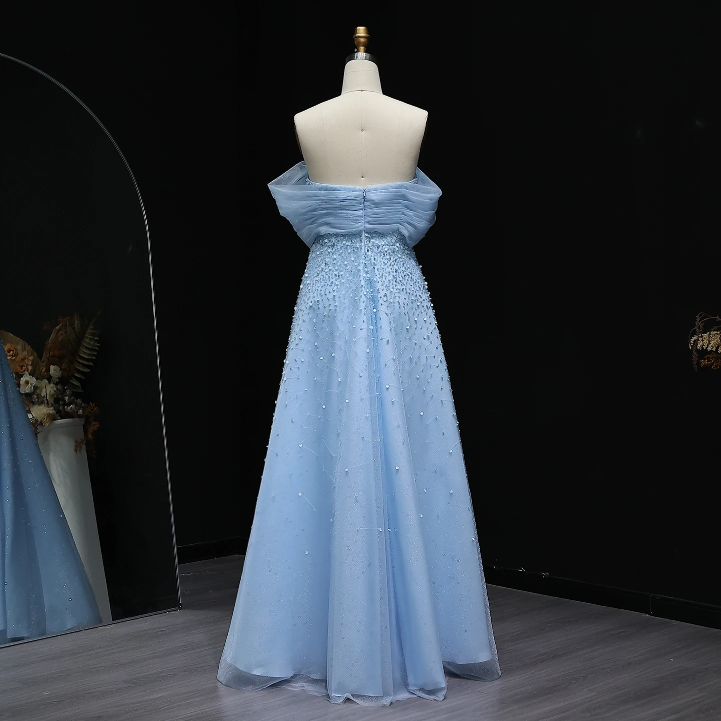 Sharon Said Light Blue Elegant Off Shoulder Evening Dress 2026 Luxury  Beaded Arabic Women Wedding Party Gowns SS510 Customized - AliExpress 320