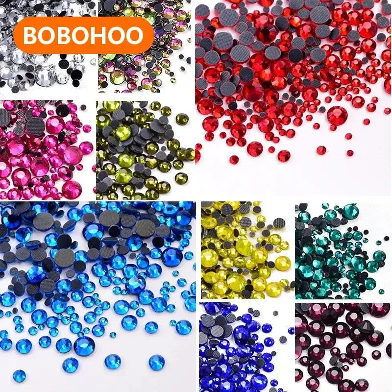 Bobohoo DMC SS6-SS30  Crystal Stones HotFix Rhinestone Glitter Crystal Strass Iron On Rhinestones For Garment Clothing Dress