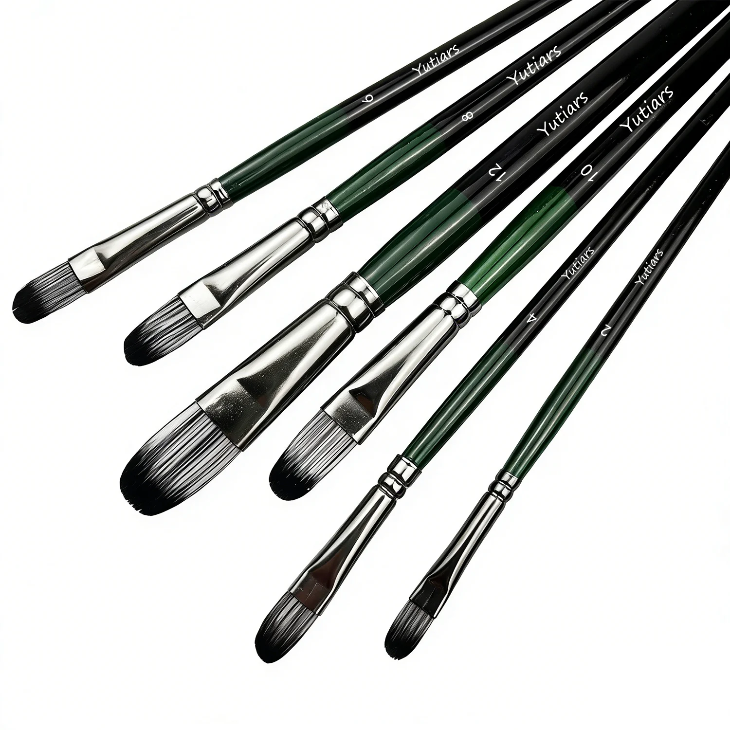 6pcs Filbert Paint Brush Set Oval Wash Brushes Soft Synthetic Hair Art Brushes for Watercolor Acrylic Oil Painting Artist