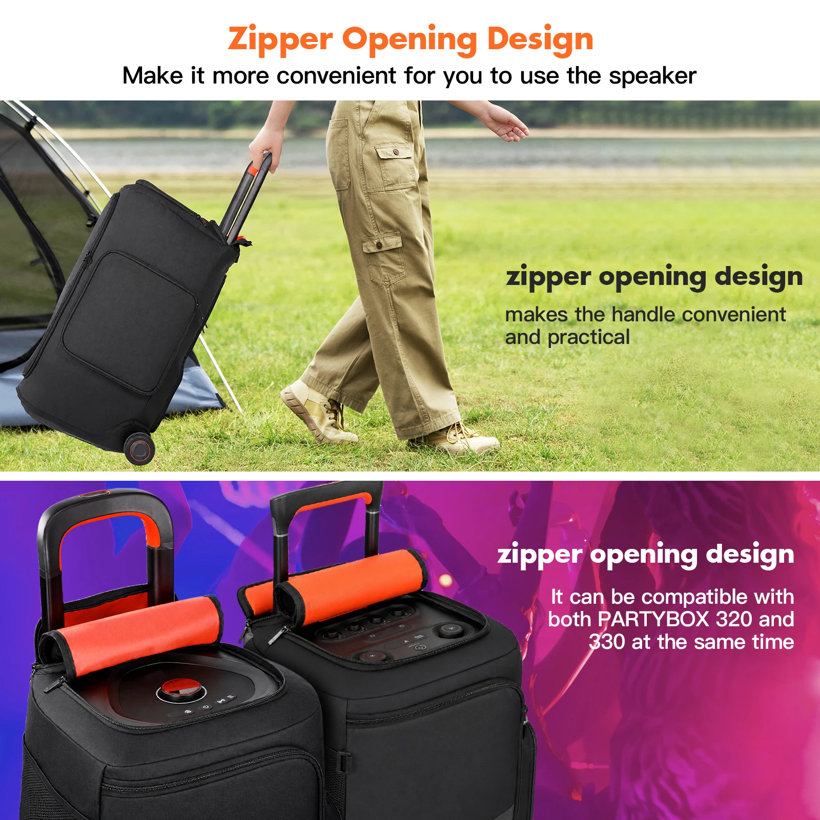 Dust Cover Storage Bag for Party Speaker 330 Speaker Nylon Waterproof Zipper Dual Side Pockets