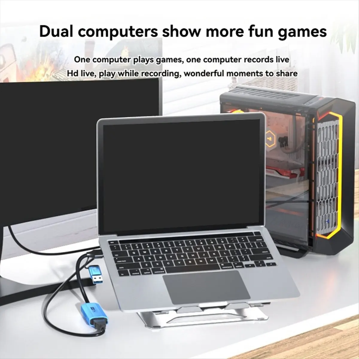 HowAA87 USB3.0&USB-C 1080P 4K30Hz Video Capture Docking with PD3.0 Power Supply for Versatiled Device Compatibility